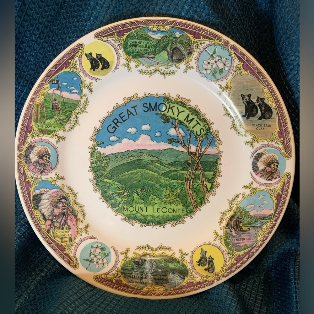 Vintage Smokey Mountains Collectible Glass Dish